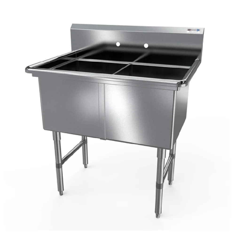 NBR Equipment 2SS-182414 41 Inch Premium Sink Two Compartment 16 Gauge Stainless Steel NBR Equipment 2SS-182414 41 Inch Premium Sink Two Compartment 16 Gauge Stainless Steel