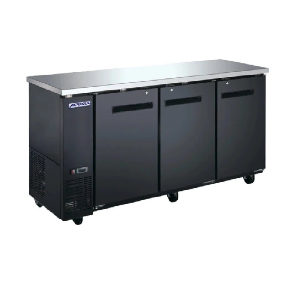 Omcan 59061 72 Inch Reach-in Refrigerated Back Bar Cooler 18.5 cu ft Black and Stainless Steel Omcan 59061 72 Inch Reach-in Refrigerated Back Bar Cooler 18.5 cu ft Black and Stainless Steel
