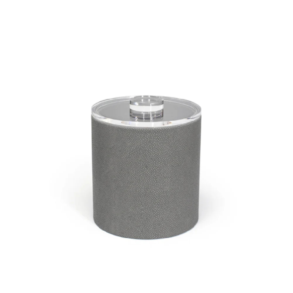 FOH RIB018GYL21 3.5qt Round Belize Ice Bucket Smoke With Acrylic Lid Includes One RIB018GYL21-BTM 3.5qt Round Belize Ice Bucket Base Smoke