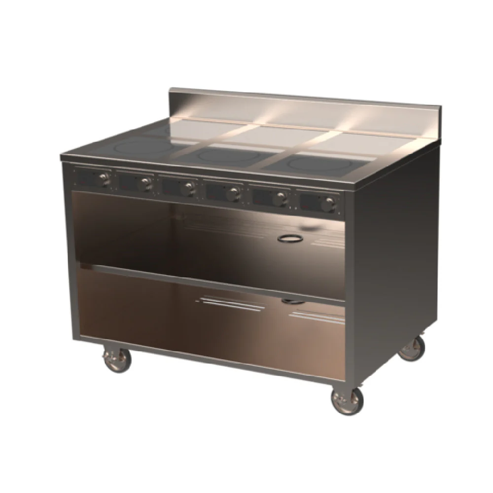 Spring USA BOH-2600C-6 48 Inch Electric Induction Cooking Cart with 6 Burners Spring USA BOH-2600C-6 48 Inch Electric Induction Cooking Cart with 6 Burners