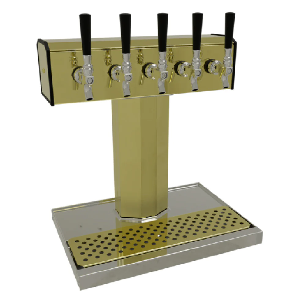 Glastender BT-5-PB 17 Inch Countertop Air Cooled Draft Beer Dispensing Tower Stainless Steel with Integral Drain Pan