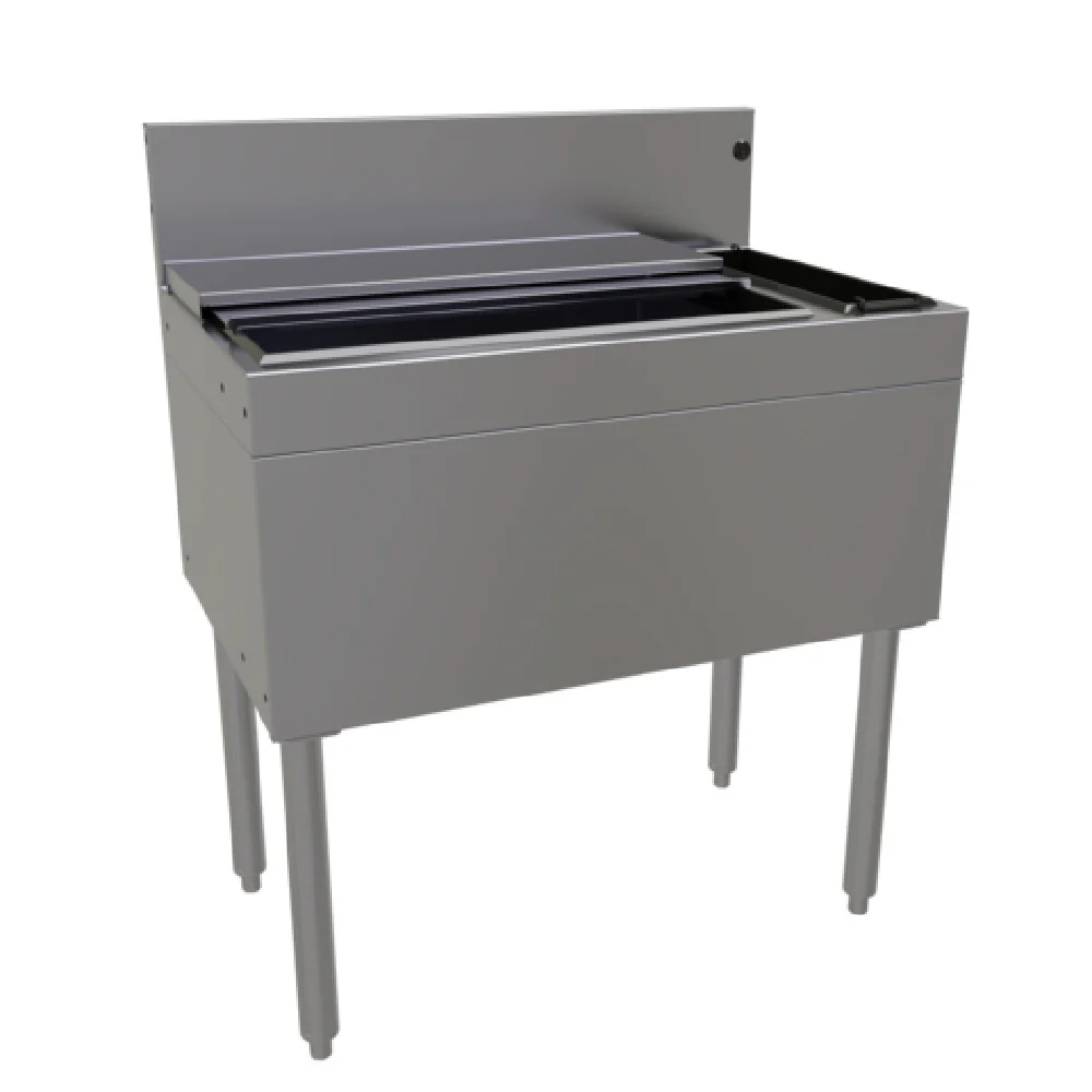Glastender CBA-30R3 30 Inch Underbar Ice Bin Cocktail Station with Bottle Well