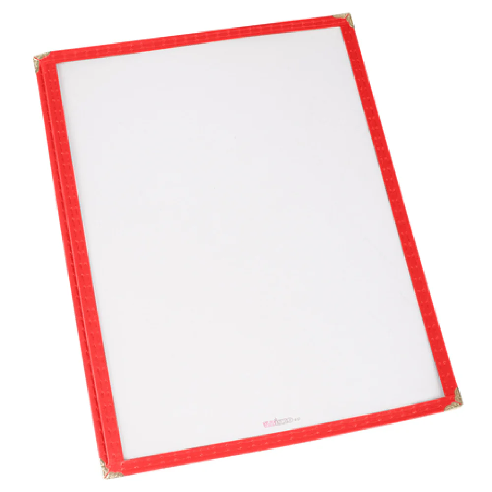 Winco PMC-9R 9-3/8 Inch Single Menu Cover Plastic Red with Double Stitched Edging