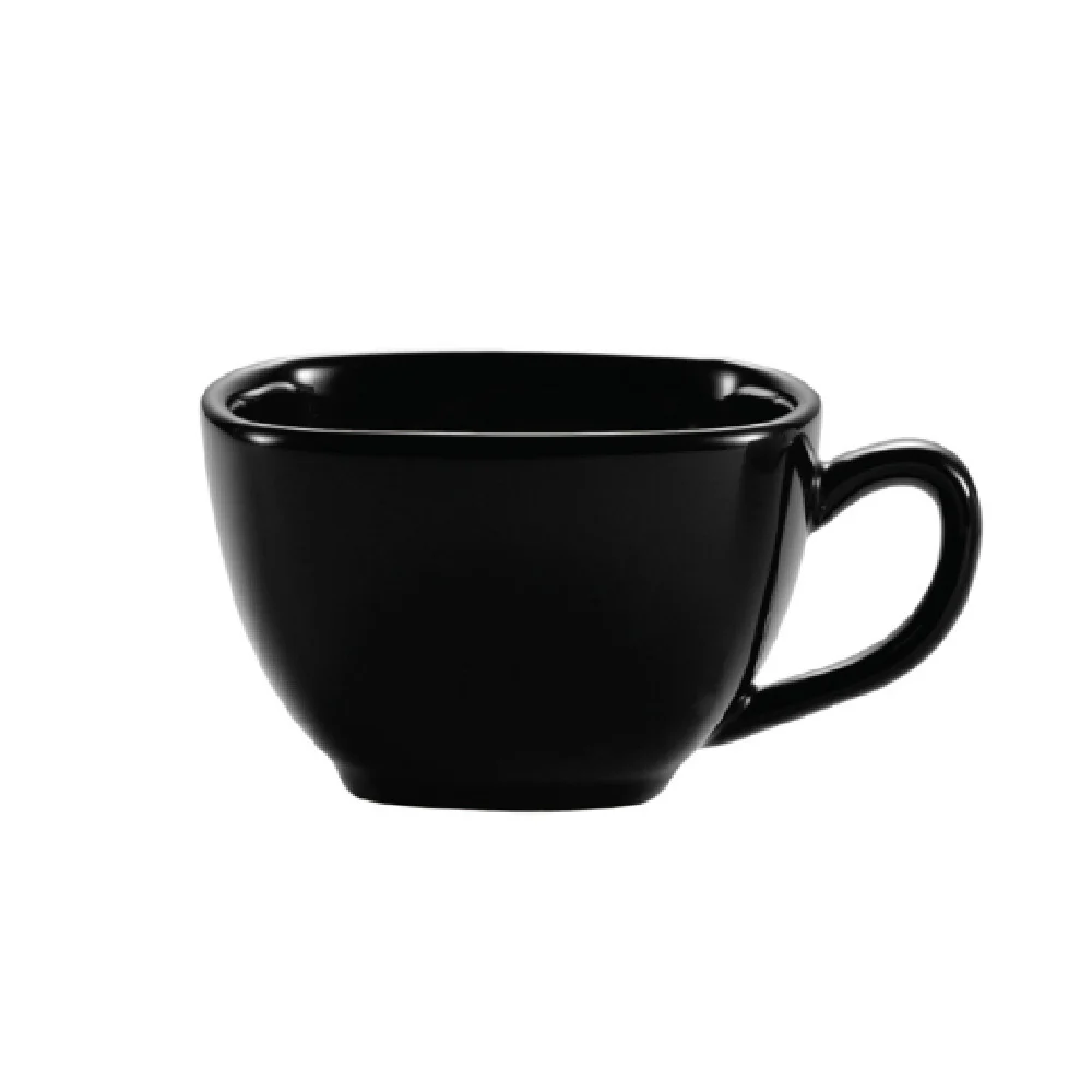CAC China KC-1-BLK 8 Oz Color Arts Square Coffee Cup Ceramic Black