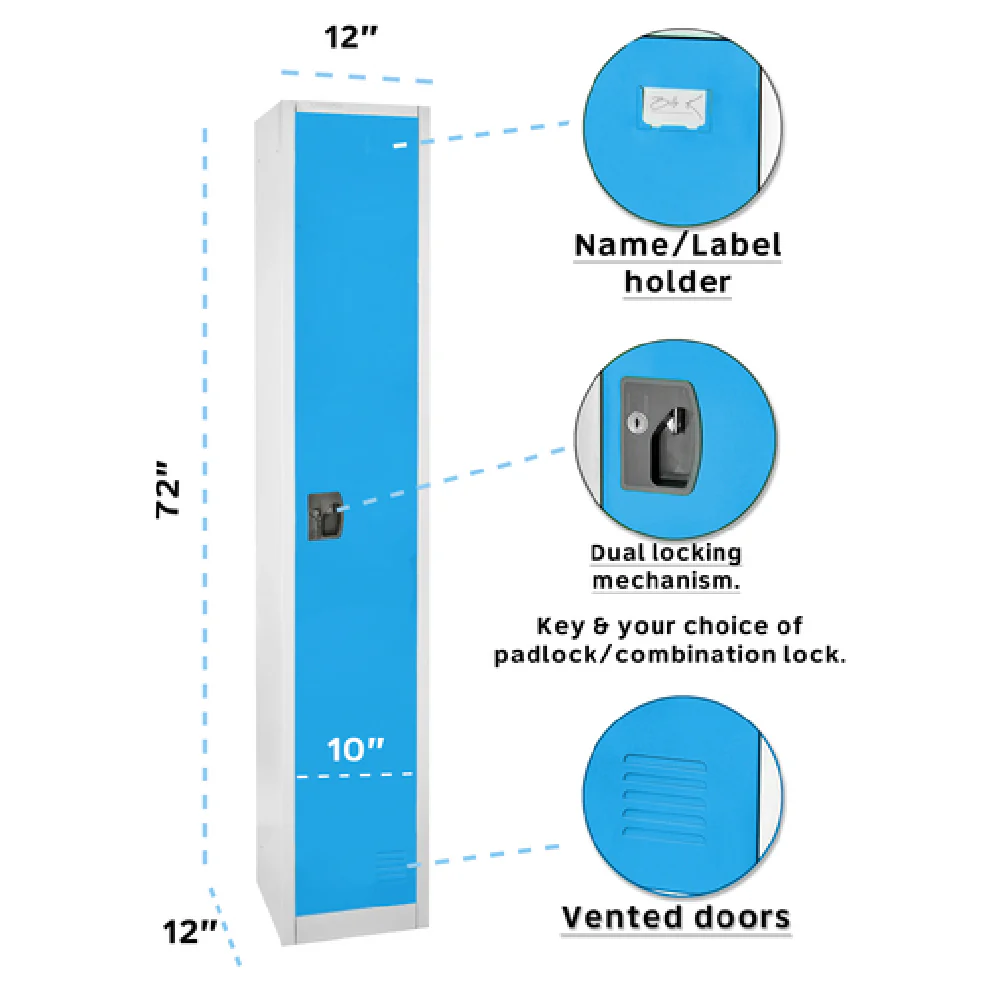 Alpine Industries ADI629-201-BLU 15 Inch Steel Locker Single Tier Blue Finish Alpine Industries ADI629-201-BLU 15 Inch Steel Locker Single Tier Blue Finish