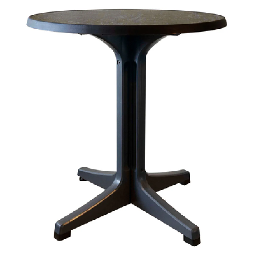 Grosfillex US288744 34 Inch Diameter Round Table Outdoor Dark Concrete with Charcoal Edge