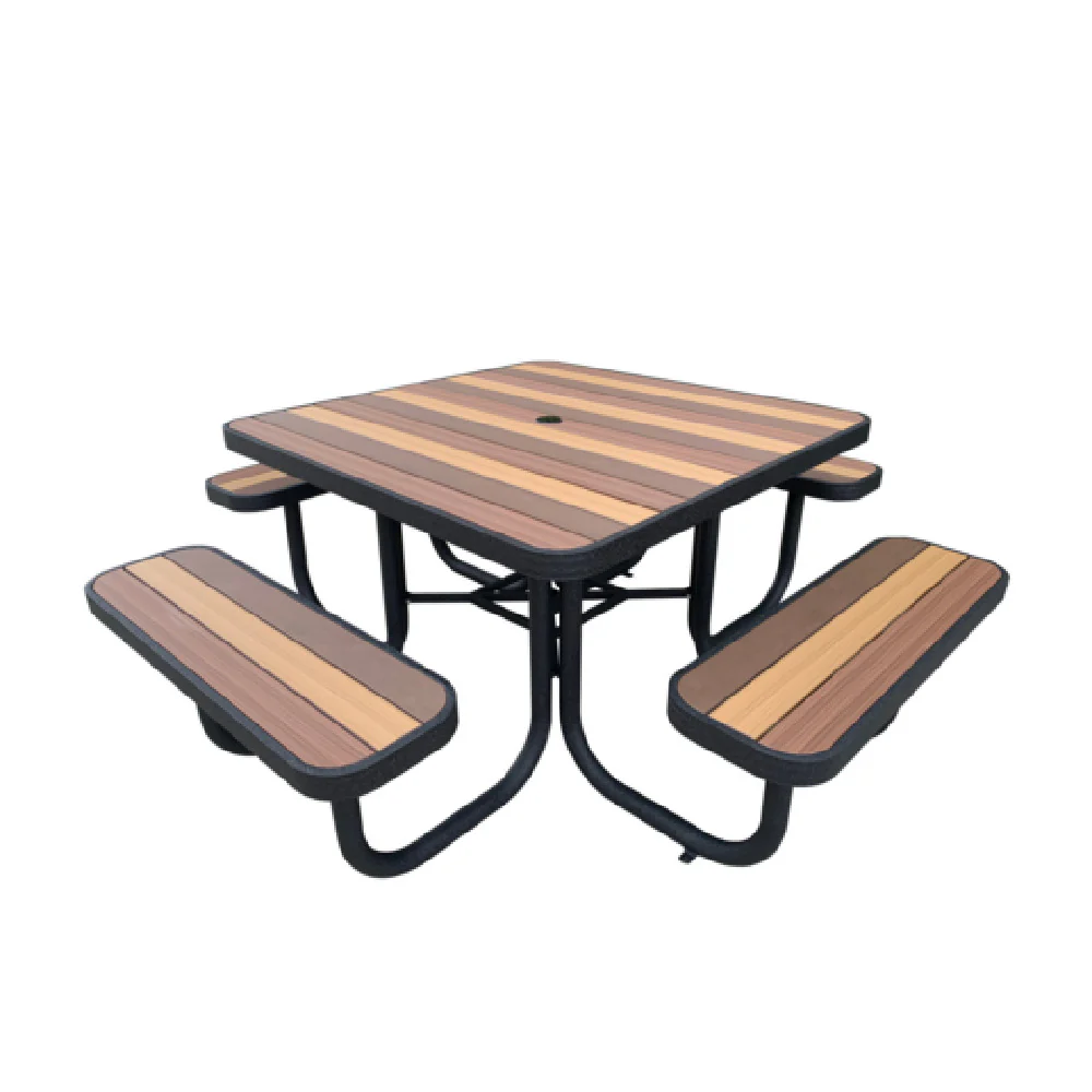 Plantation Prestige Commercial Furniture 8884747-01 47 Inch Square Picnic Table with Umbrella Hole