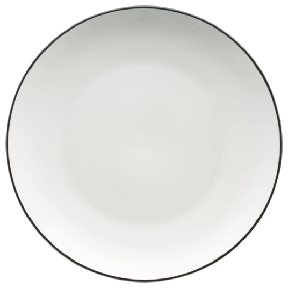 International Tableware TB-21-BL 12 Inch Round Plate Porcelain European White with Black