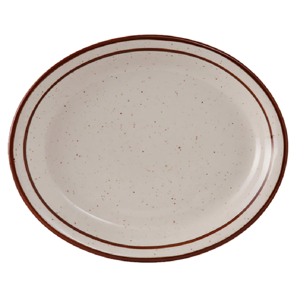 Tuxton TBS-012 9-1/2 Inch Platter Lead-Free Oval Ceramic with Narrow Rim