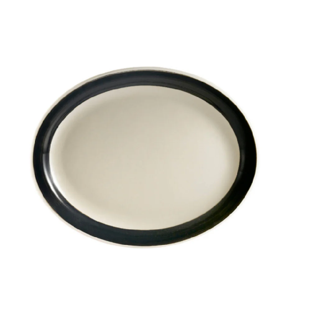 CAC China R-14NR-BLK 13-1/2 Inch Rainbow Platter Ceramic Black Oval