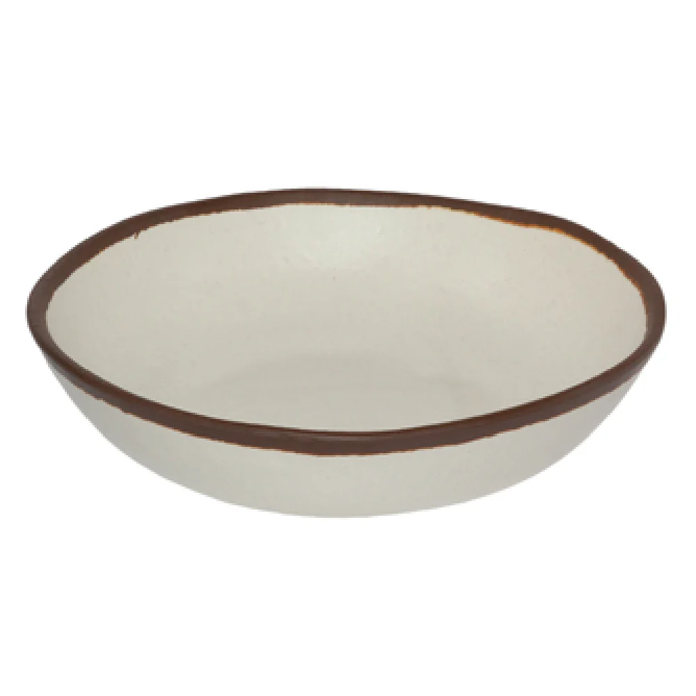 GET Enterprises B-310-CRM 10 Inch Melamine Soup Pasta Bowl Beige with Brown Trim GET Enterprises B-310-CRM 10 Inch Melamine Soup Pasta Bowl Beige with Brown Trim