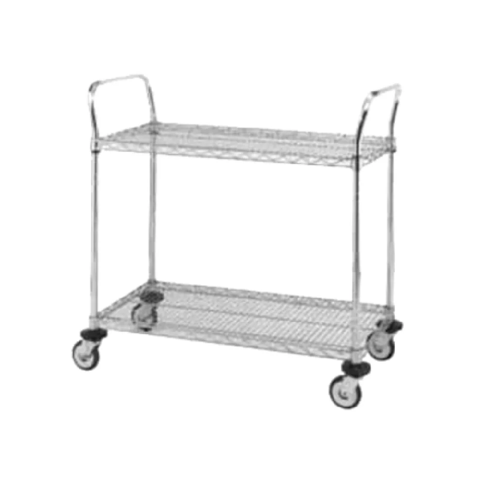 Metro MW605 36 Inch Utility Cart with 2 Wire Shelves Chrome Plated Steel