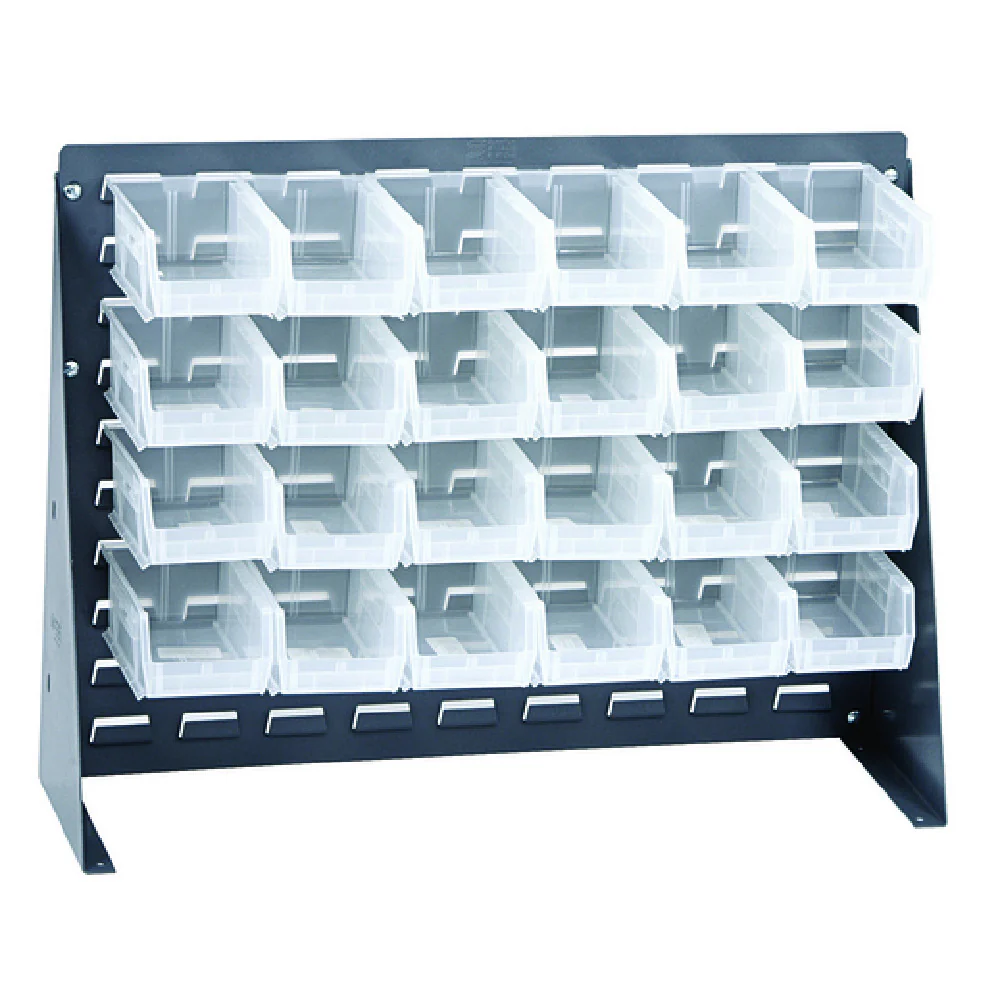 Quantum QBR-2721-220-24CL 27-3/4 Inch Bench Rack 16 Gauge Steel Gray Enamel with 24 Bins Quantum QBR-2721-220-24CL 27-3/4 Inch Bench Rack 16 Gauge Steel Gray Enamel with 24 Bins