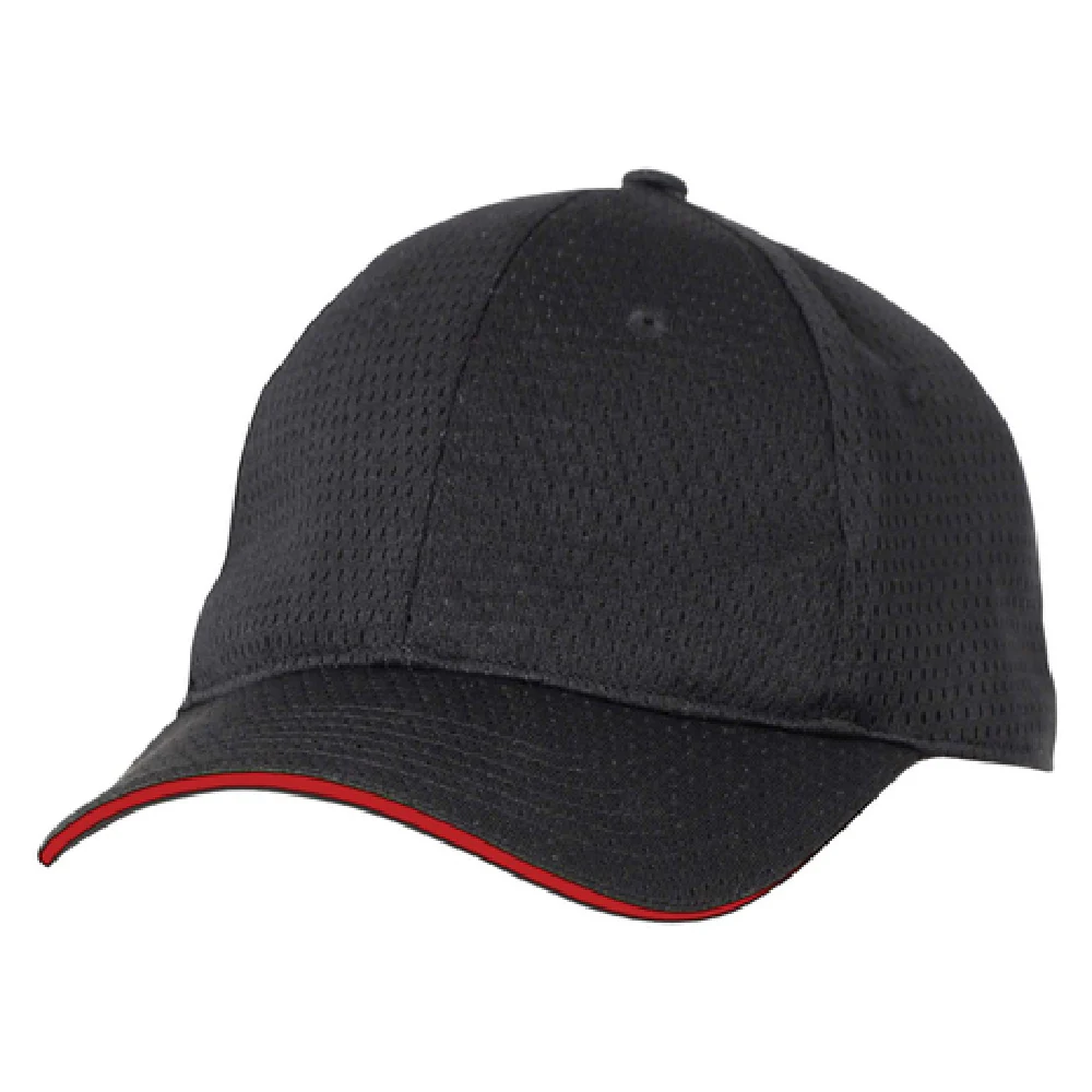 Chef Works BCCTRED0 Baseball Cap Adjustable Cool Vent Black with Red Trim