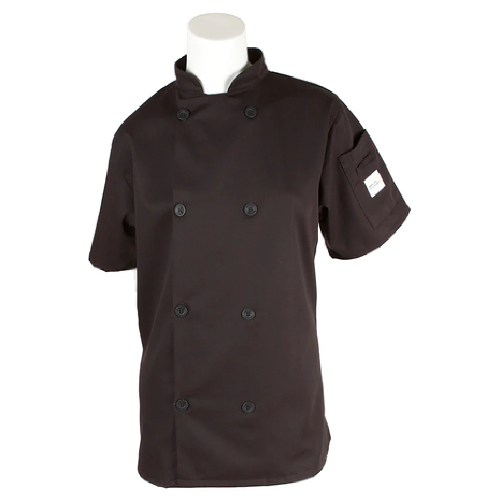 Mercer Culinary M60023BKXXS XXSmall Women's Chef's Coat Short Sleeve Black Cotton Poly Mercer Culinary M60023BKXXS XXSmall Women's Chef's Coat Short Sleeve Black Cotton Poly