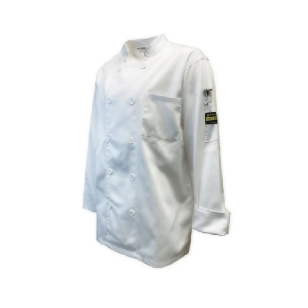 Thunder Group CJ605WHL Large Relaxed Fit Chef Jacket Long Sleeve White Poly Cotton