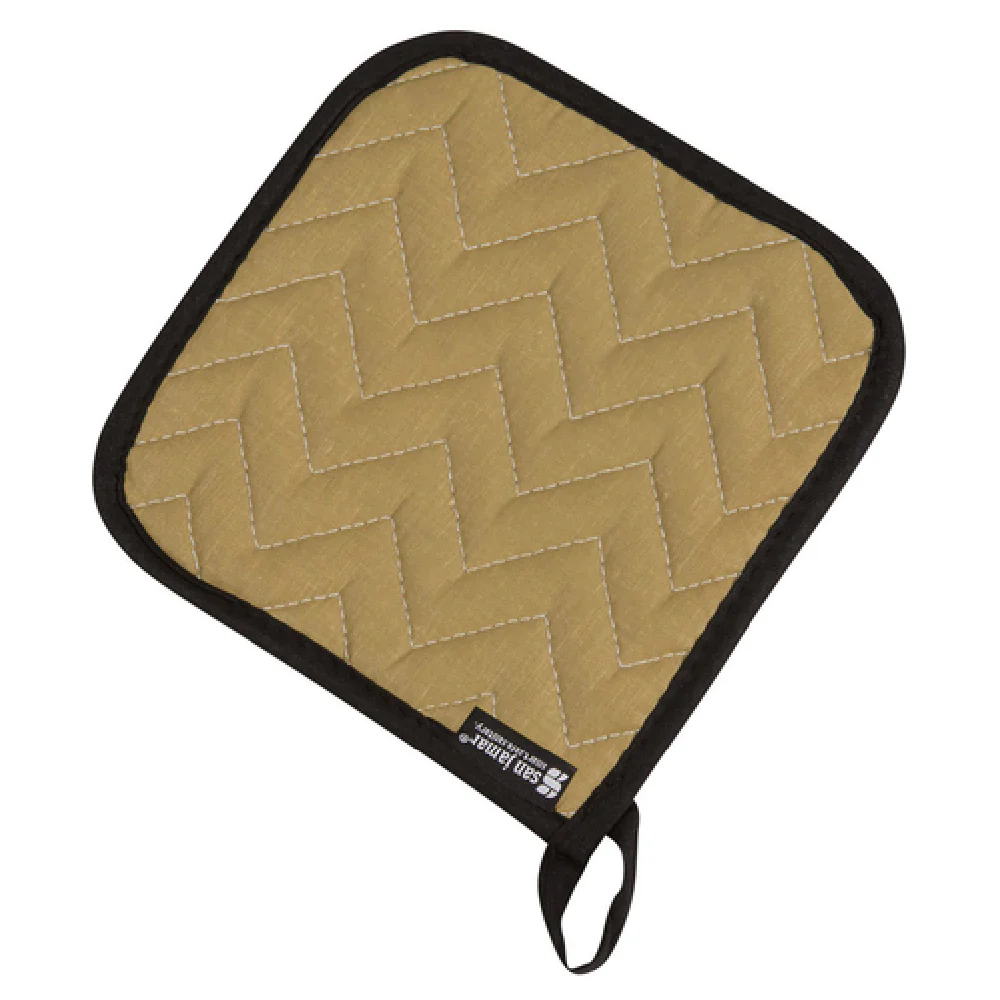 San Jamar 812TPH 7 Inch Tan Pot Holder Teflon Non-Stick Quilt 350 F Protection