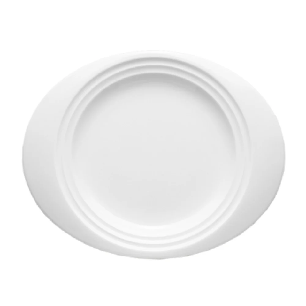 Bon Chef 1000015P 11 Inch Oval Salad Plate White Porcelain with Wide Rim Bon Chef 1000015P 11 Inch Oval Salad Plate White Porcelain with Wide Rim