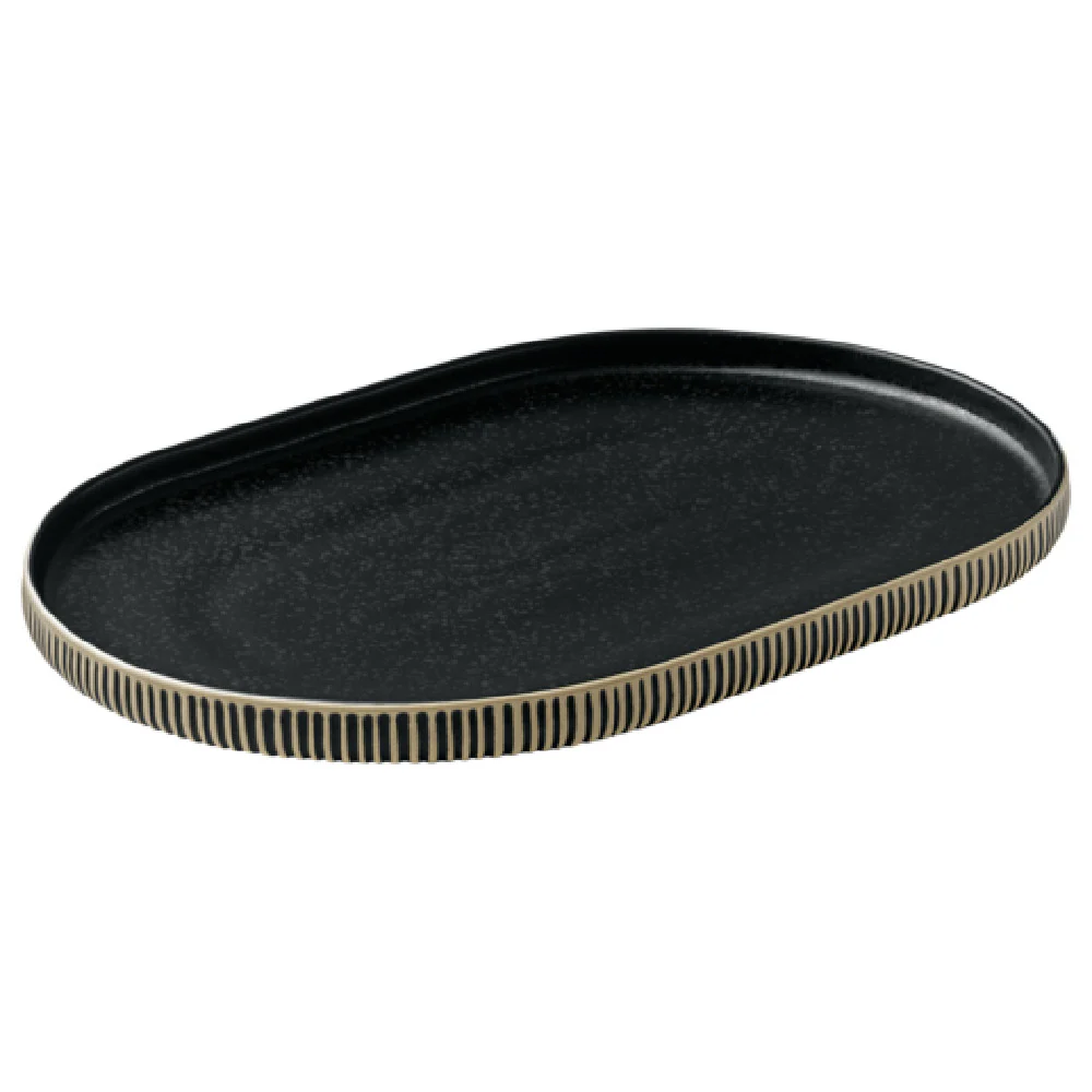 BauscherHepp P012080-000628 11 Inch Platter Coupe Relief Ceramic Black White