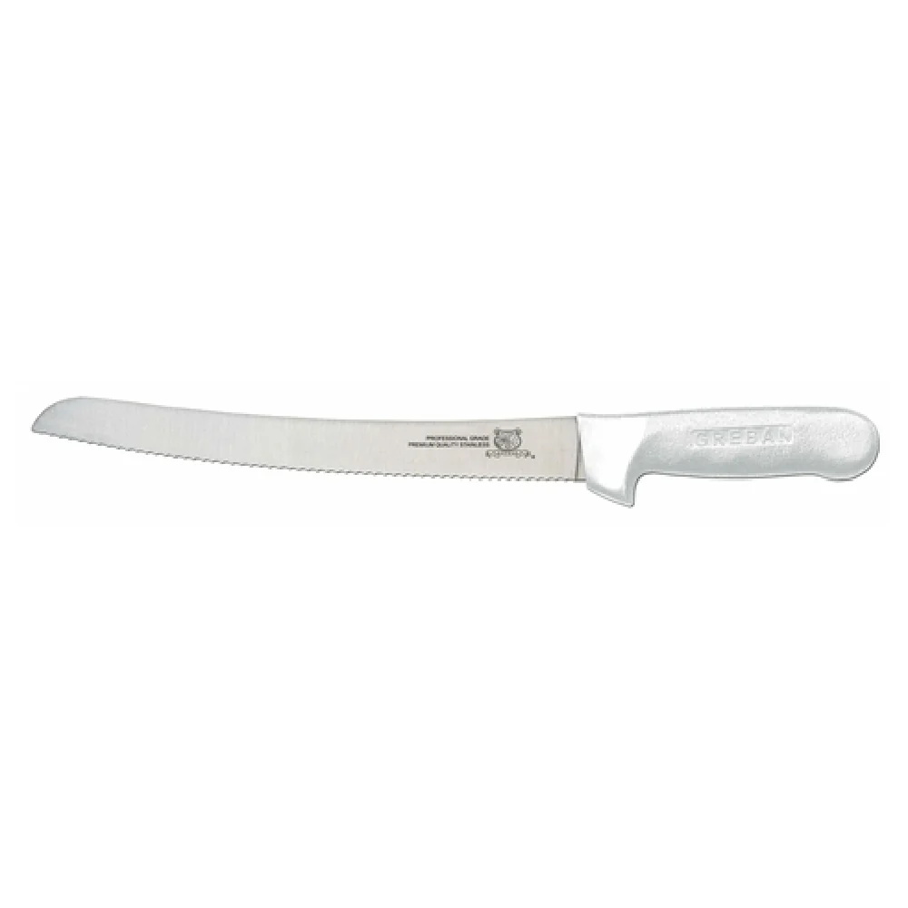 Omcan 12835 10 Inch Wave Edge Narrow Curved Blade Knife Polypropylene White Handle Omcan 12835 10 Inch Wave Edge Narrow Curved Blade Knife Polypropylene White Handle
