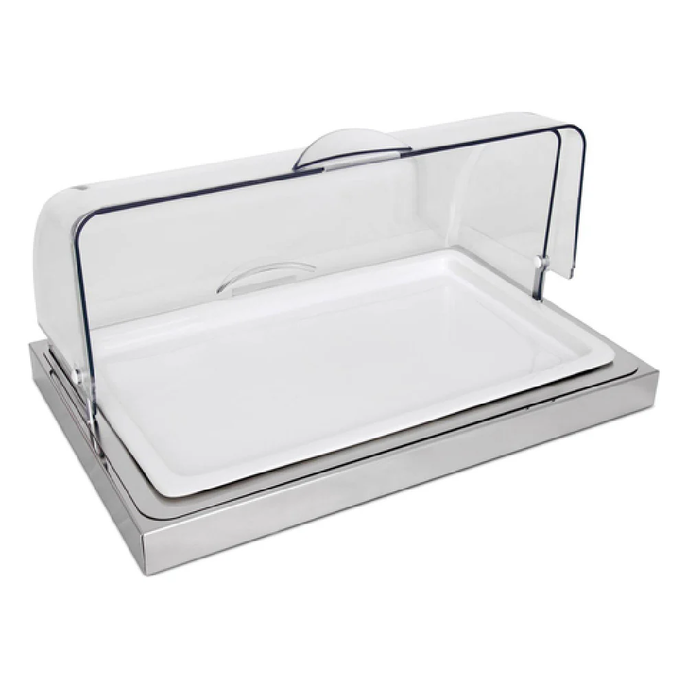 Service Ideas 17708110 14 Inch Buffet Station with Roll Top Cloche White Service Ideas 17708110 14 Inch Buffet Station with Roll Top Cloche White