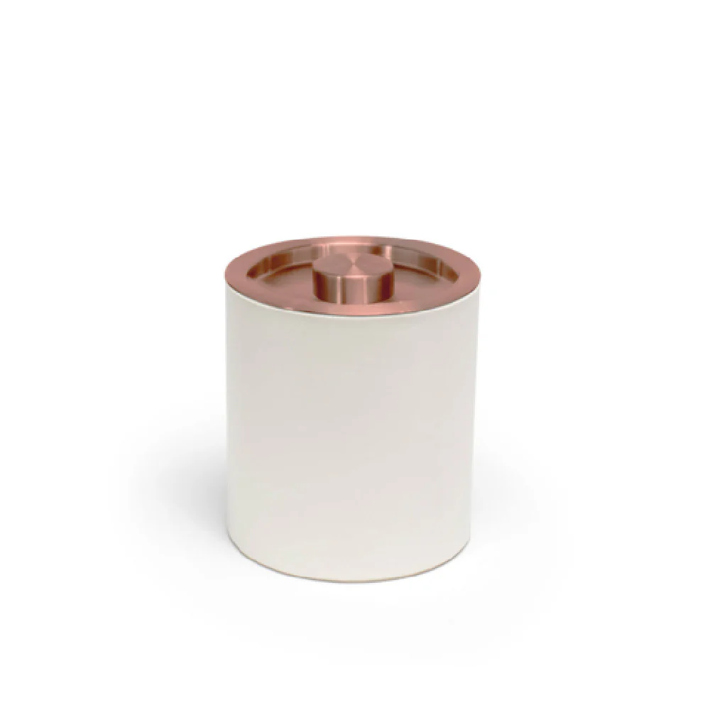 FOH RIB076WHL21 2qt Round London Ice Bucket White With Rose Gold Lid Includes One RIB014WHL21-BTM 2qt Round London Ice Bucket Base White FOH RIB076WHL21 2qt Round London Ice Bucket White With Rose Gold Lid Includes One RIB014WHL21-BTM 2qt Round London Ice Bucket Base White