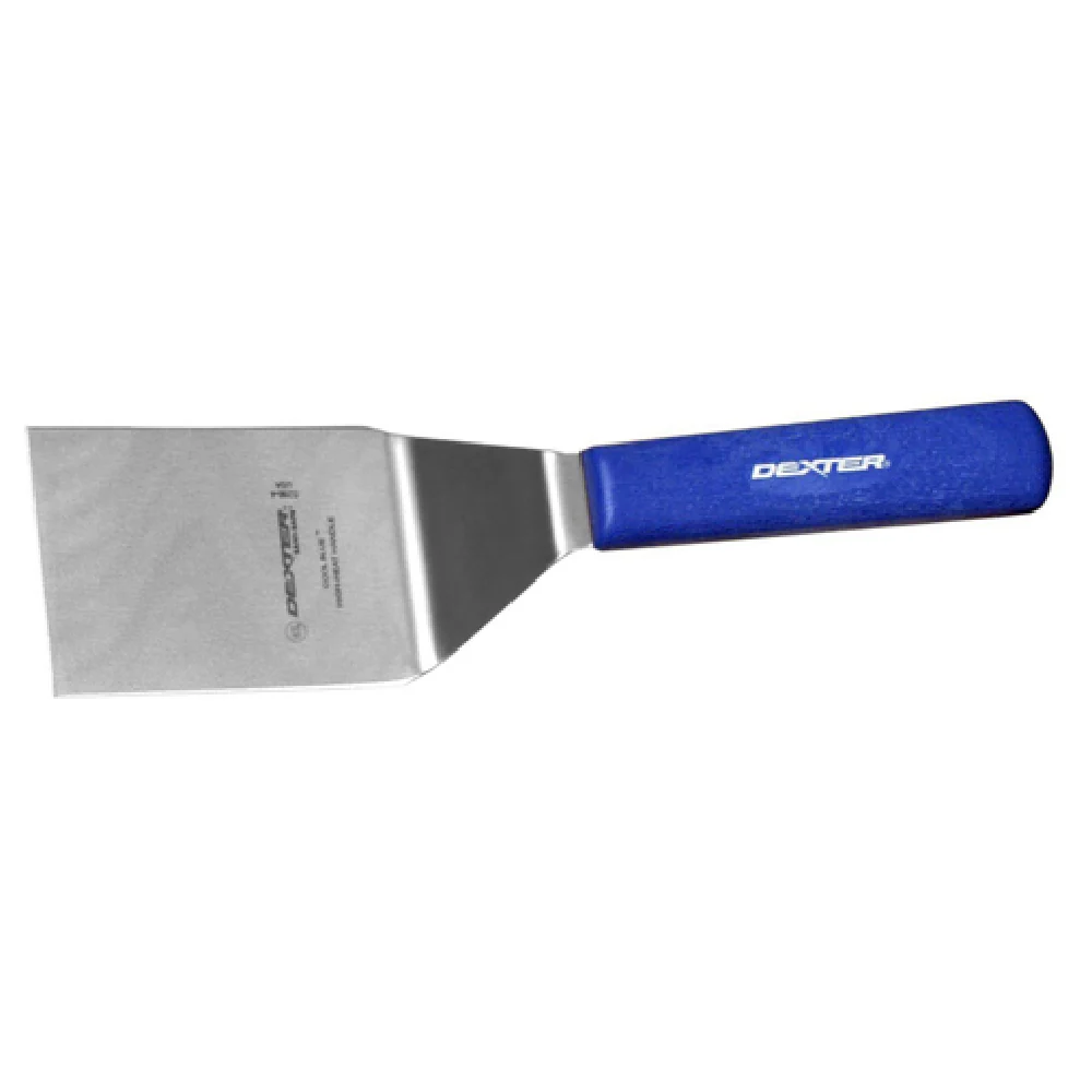 Dexter Russell S286-4H-PCP 4 Inch Stainless Steel Hamburger Turner with Textured Handle Blue Dexter Russell S286-4H-PCP 4 Inch Stainless Steel Hamburger Turner with Textured Handle Blue