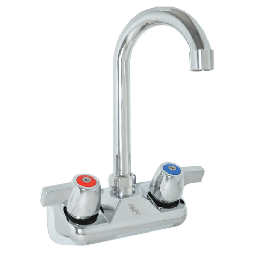 BK Resources BKF-W-8G-G 4 Inch OC Gooseneck Faucet Splash-Mounted Lead-Free Polished Nickel Chrome BK Resources BKF-W-8G-G 4 Inch OC Gooseneck Faucet Splash-Mounted Lead-Free Polished Nickel Chrome