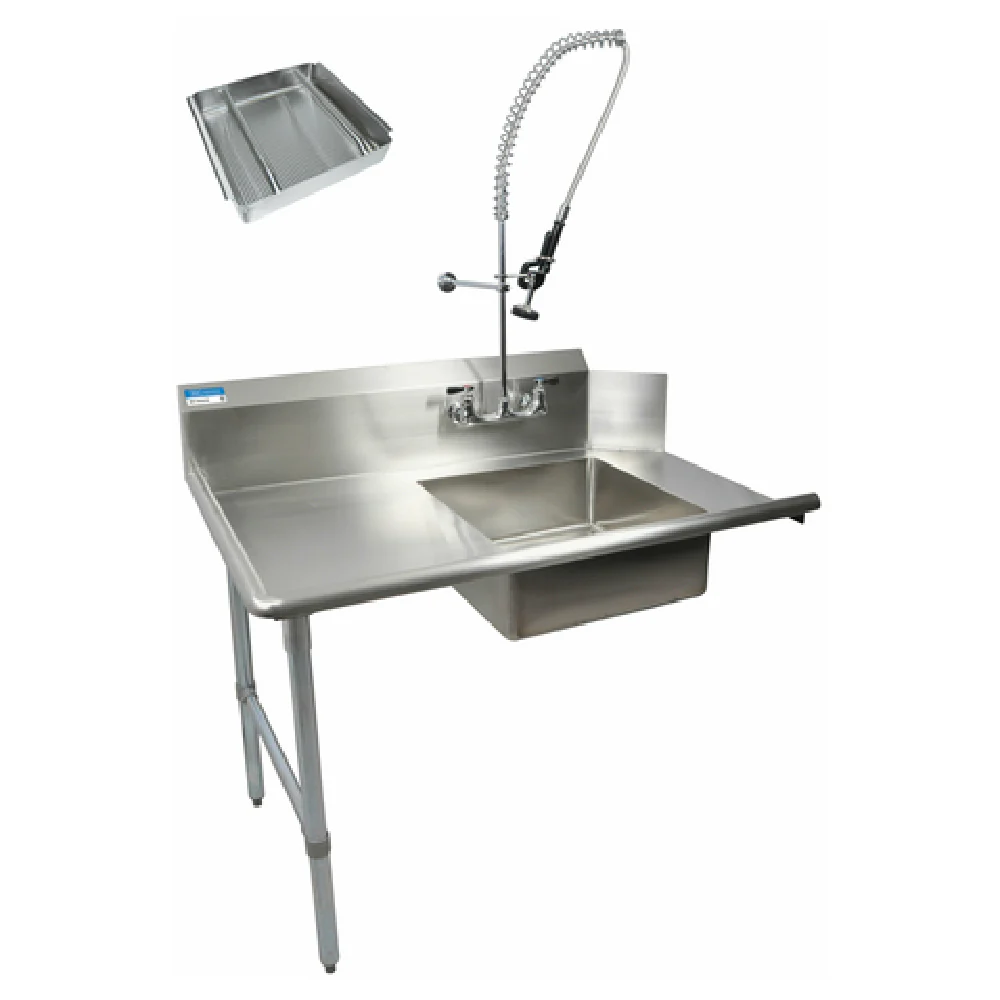 BK Resources BKSDT-26-L-SS-P3-G 26 Inch Soiled Dishtable Stainless Steel with Pre-Rinse Basket BK Resources BKSDT-26-L-SS-P3-G 26 Inch Soiled Dishtable Stainless Steel with Pre-Rinse Basket