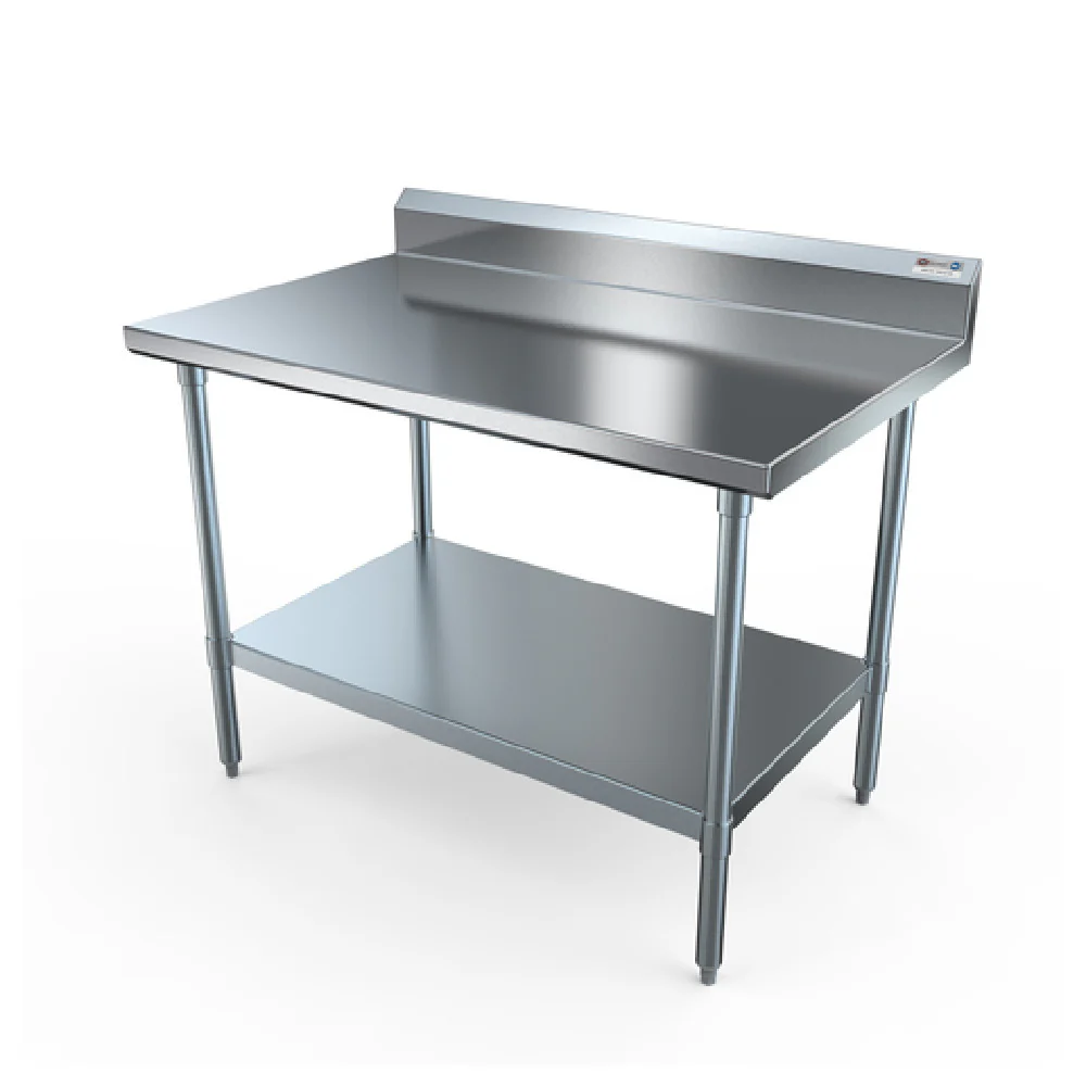 NBR Equipment TG-3624R5 36 Inch Economy Work Table Stainless Steel Top with Backsplash NBR Equipment TG-3624R5 36 Inch Economy Work Table Stainless Steel Top with Backsplash