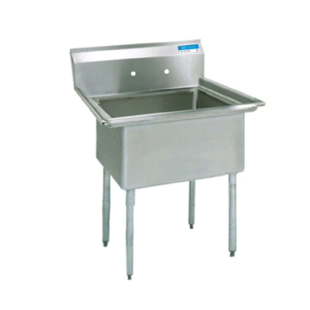 BK Resources BKS-1-18-12 Sink 23-1/2 Inch One Compartment 18 Gauge Stainless Steel with Roll Edges