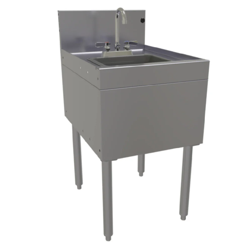 Glastender SWB-18 18 Inch Underbar Wet Waste Sink with Gooseneck Faucet Stainless Steel