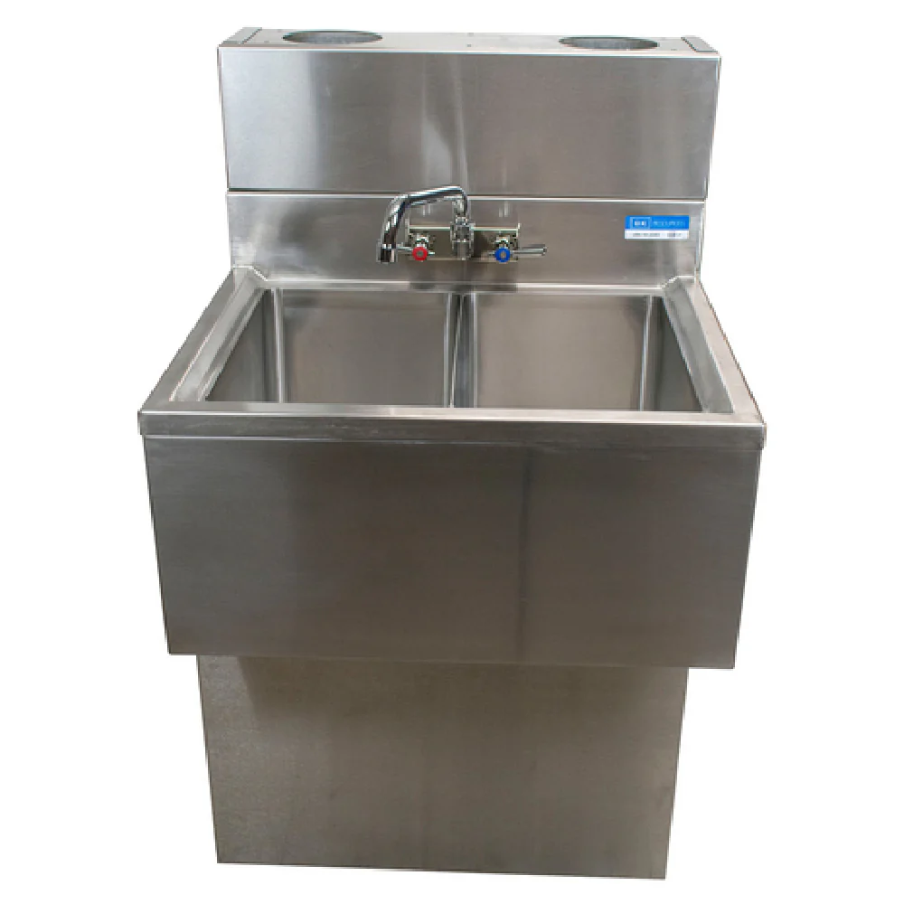 BK Resources UBDW-18-236RS 36 Inch Stainless Steel Underbar Sink with Two Bowls BK Resources UBDW-18-236RS 36 Inch Stainless Steel Underbar Sink with Two Bowls