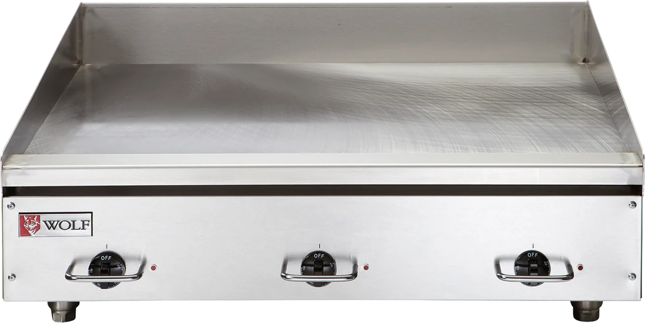 Wolf WEG36E_208/60/1 36 Inch Electric Griddle Countertop Stainless Steel with Grease Trough Wolf WEG36E_208/60/1 36 Inch Electric Griddle Countertop Stainless Steel with Grease Trough