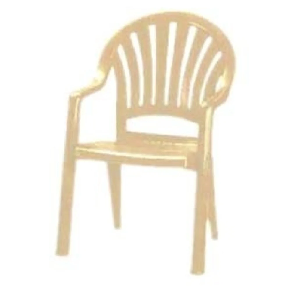 Grosfillex 49092066 23 Inch Pacific Fanback Stacking Armchair Sandstone Resin