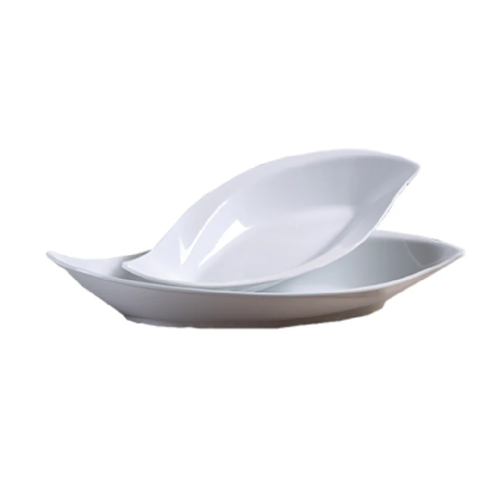 Yanco VE-519 19 Inch Leaf Plate 48 Oz Deep Dishwasher Safe Melamine White