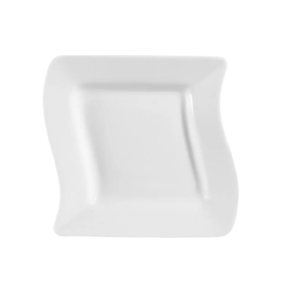 CAC China MIA-6 6-3/4 Inch Square Plate Dishwasher Oven Microwave Safe Porcelain Bone White