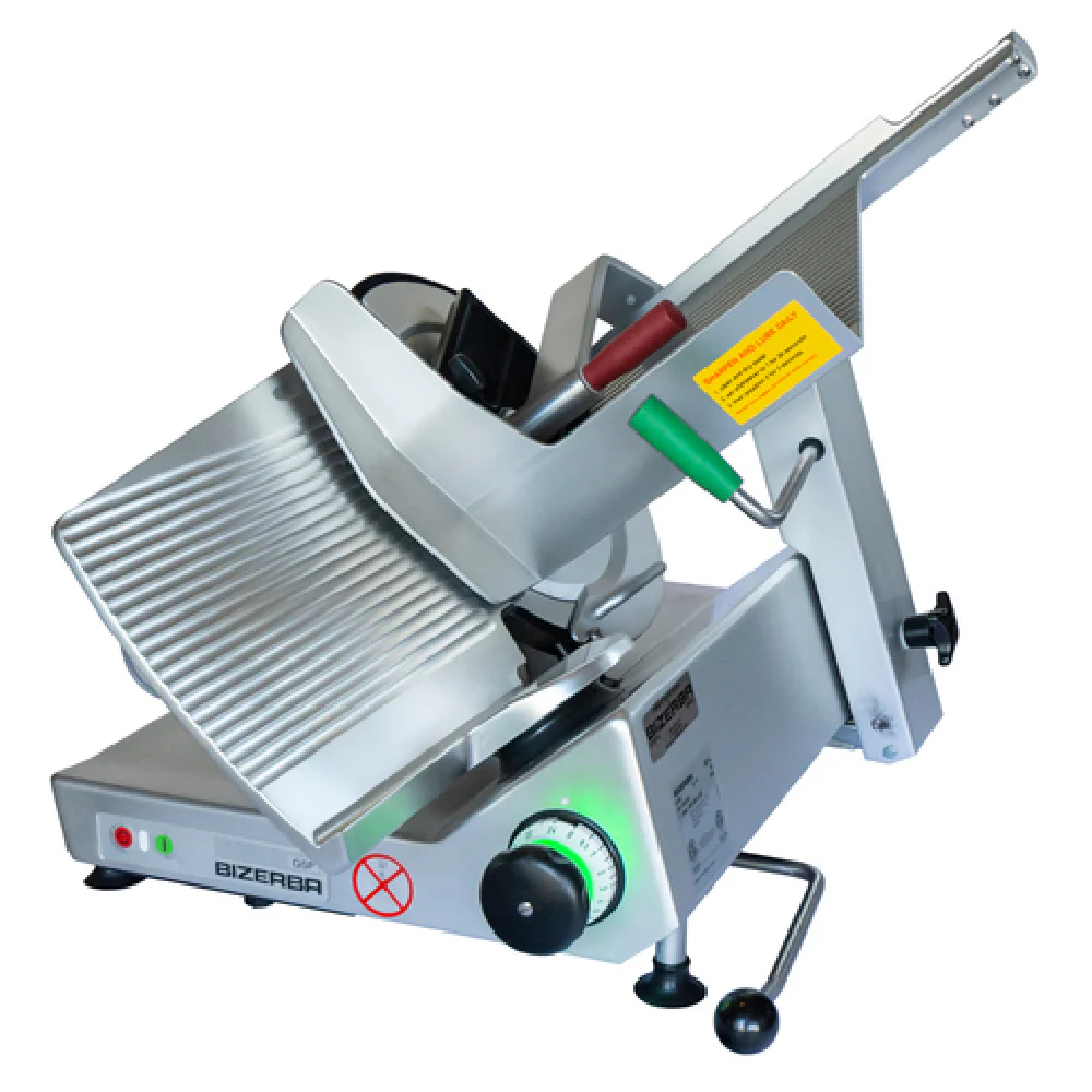 Bizerba GSP H I 90-GCB 23 Inch Manual Heavy Duty Safety Slicer with 13 Inch Grooved Cheese Blade and 8 Safety Interlocks Bizerba GSP H I 90-GCB 23 Inch Manual Heavy Duty Safety Slicer with 13 Inch Grooved Cheese Blade and 8 Safety Interlocks