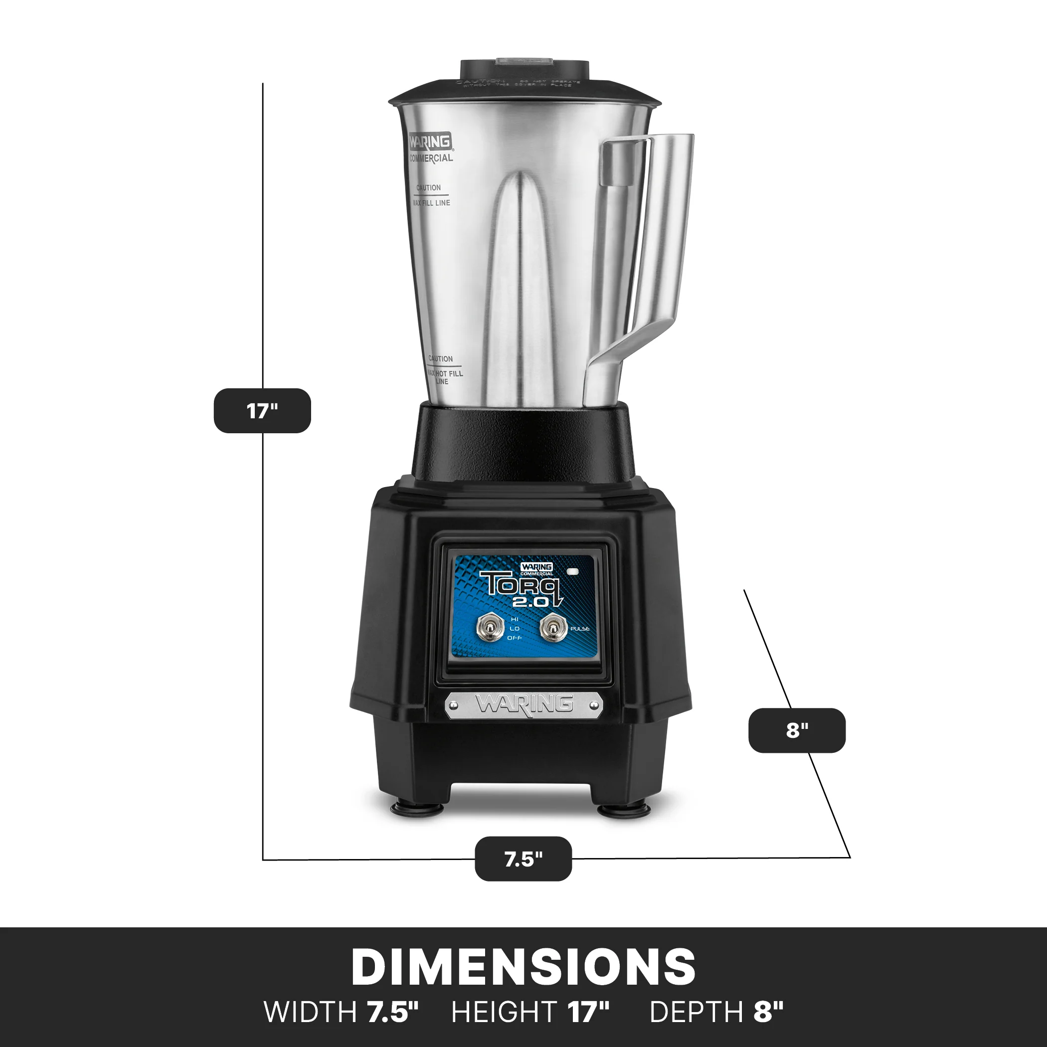 Waring Torq 2.0 TBB145S4 Blender with Toggle Switch and 48 oz. Stainless Steel Jar Waring Torq 2.0 TBB145S4 Blender with Toggle Switch and 48 oz. Stainless Steel Jar