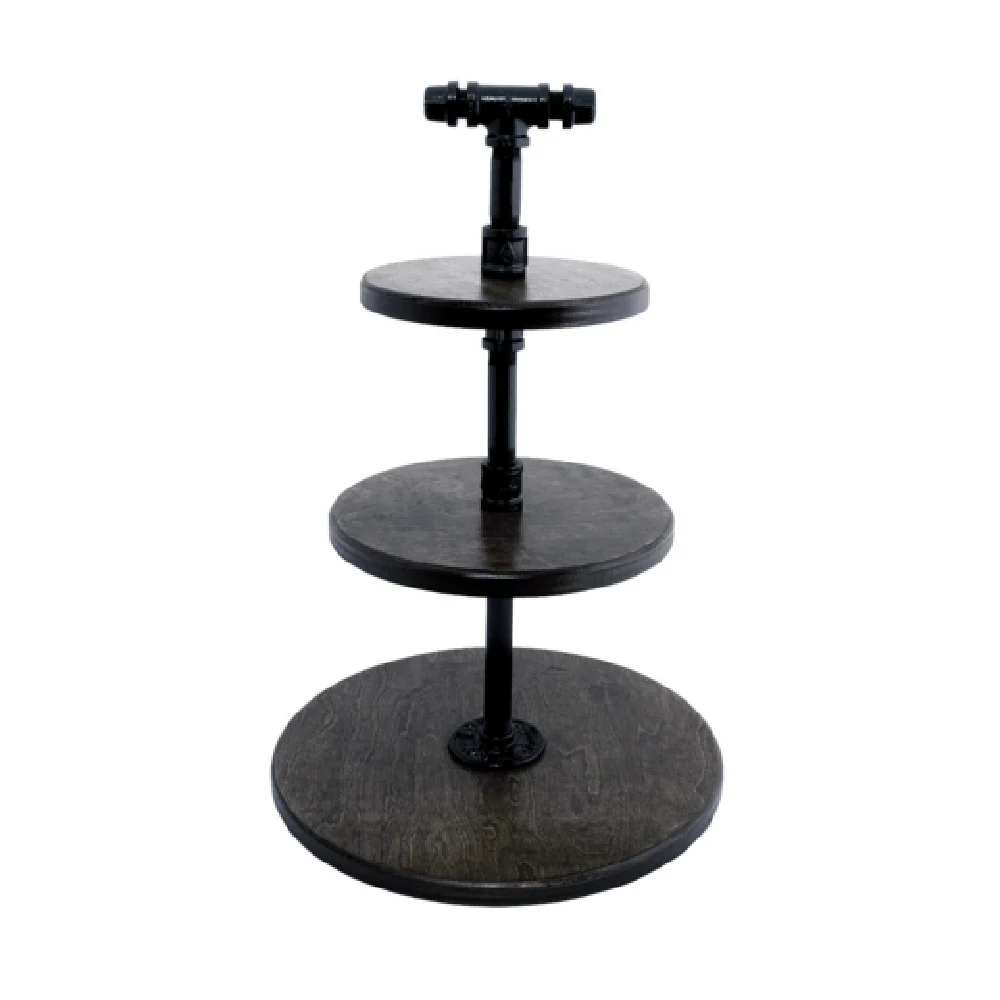 Steelite 6525T205 20.75 Inch 3-Tier Buffet Stand with Ebony Wood Finish