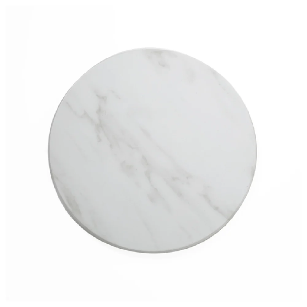 American Metalcraft MW171 17-1/4 Inch Round Serving Board Melamine White Marble