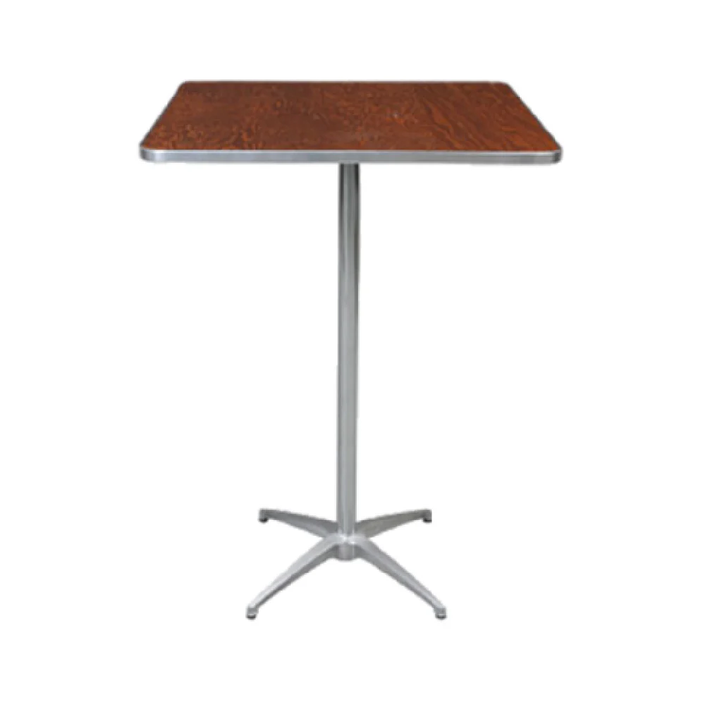 Forbes Industries HO3636-SK42 36 Inch Pedestal Table Commercial Plywood Walnut and Aluminum