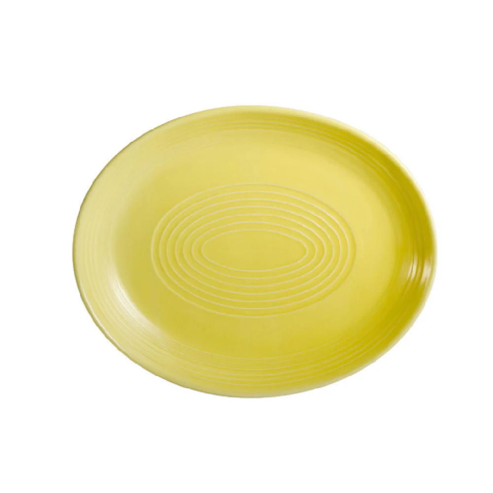 CAC China TG-14C-SFL 12-3/4 Inch Oval Coupe Platter Porcelain Embossed CAC China TG-14C-SFL 12-3/4 Inch Oval Coupe Platter Porcelain Embossed