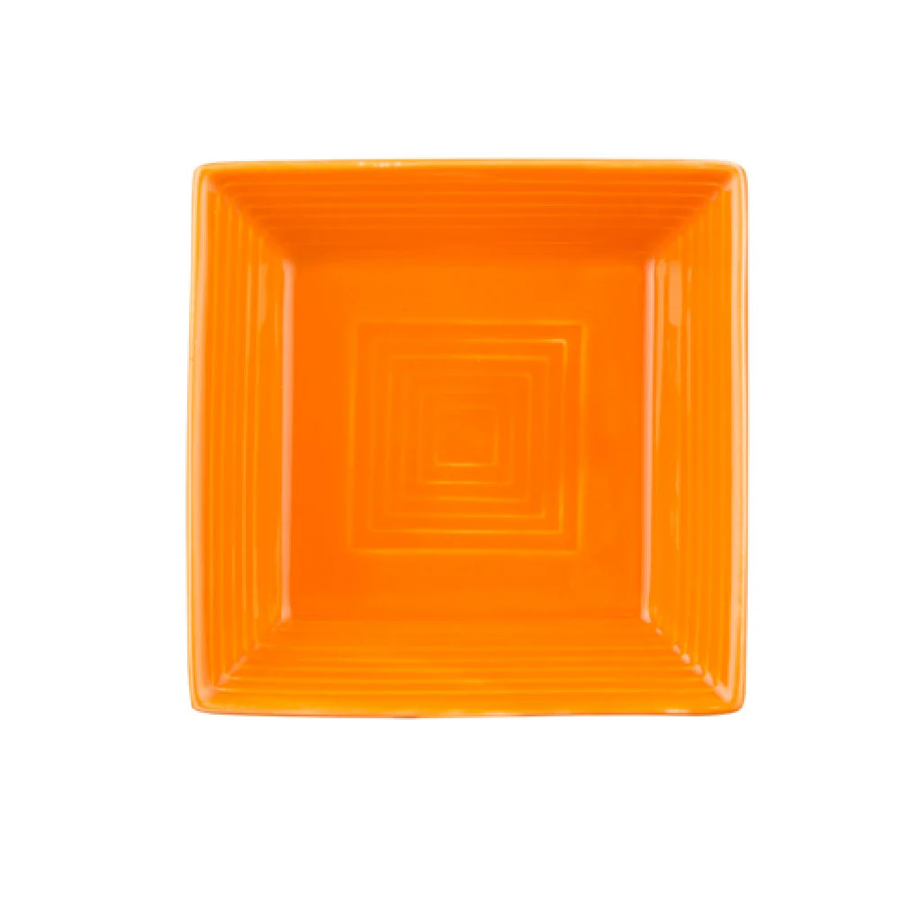 CAC China TG-SQ16-TNG 10 Inch Square Tango Plate Porcelain Embossed with Dishwasher Oven Microwave Safe 12 Packs