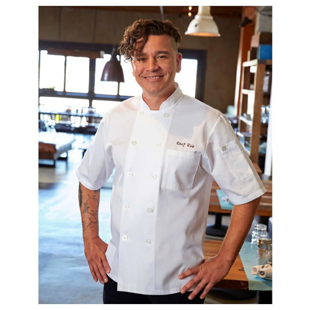 Chef Works PCSS-WHT-5XL Chef Coat 5XL Short Sleeve Double-breasted White Polycotton
