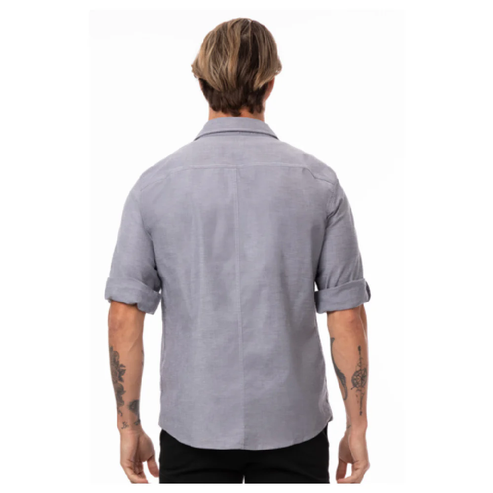 Chef Works SES01-CHR-L 22 Inch Modern Oxford Cook's Shirt Stretch Fabric Charcoal Chef Works SES01-CHR-L 22 Inch Modern Oxford Cook's Shirt Stretch Fabric Charcoal