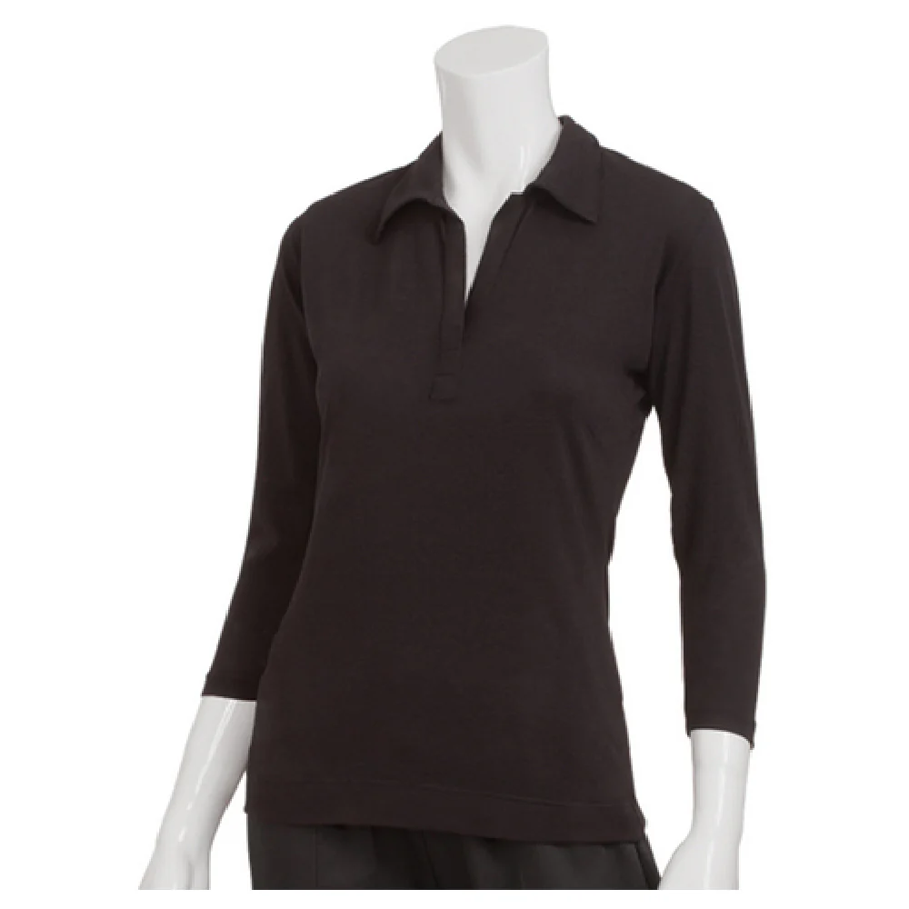 Chef Works TSWO-BLK-2XL Women's Definity Shirt V-neck Polo 3/4 Sleeve Black Fitted Polycotton Chef Works TSWO-BLK-2XL Women's Definity Shirt V-neck Polo 3/4 Sleeve Black Fitted Polycotton