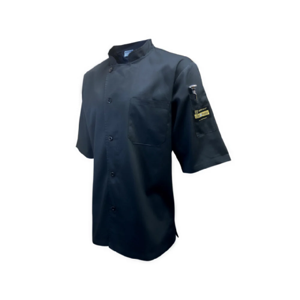 Thunder Group CJ710BKL Large Ventilated Short Sleeve Cook Shirt Poly/Cotton Black