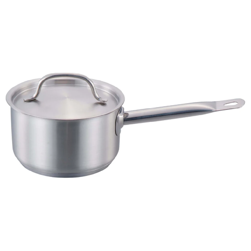 Omcan 80435 7-1/2 Quart Stainless Steel Sauce Pan with Cover and Welded Handle
