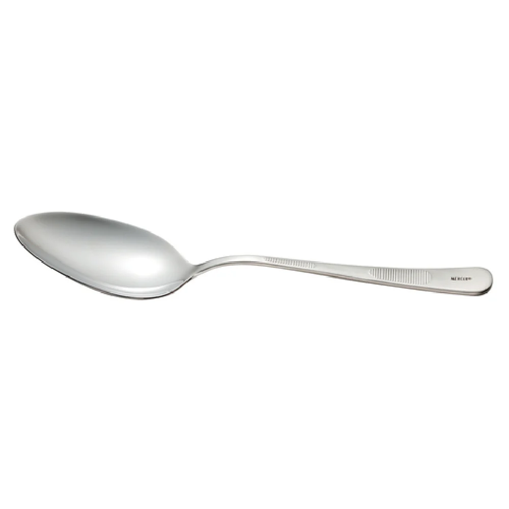 Mercer Culinary M35138 Plating Spoon 1-1/3 Oz. 9 Inch Stainless Steel with Micro-Serrated Grip Mercer Culinary M35138 Plating Spoon 1-1/3 Oz. 9 Inch Stainless Steel with Micro-Serrated Grip